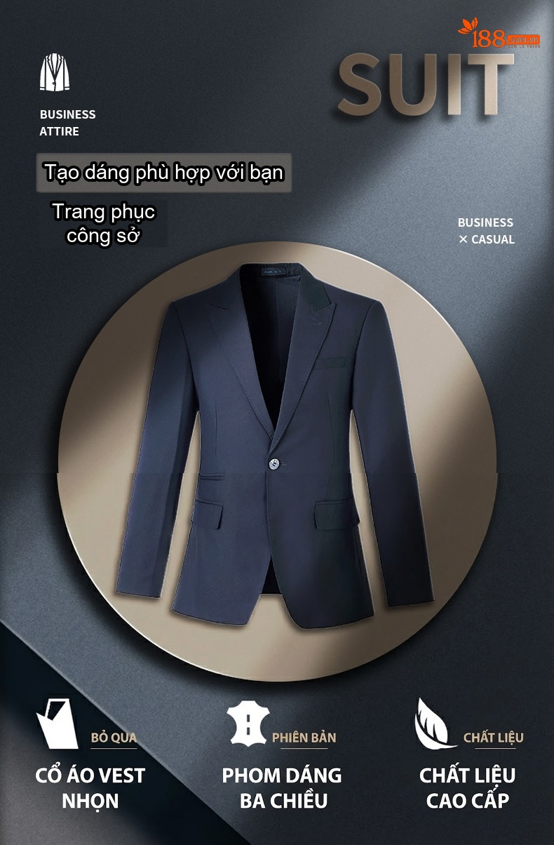 Bộ Vest Công Sở Nam Nữ Quần Dài Tay Dài Màu Đen, Xanh Navy chi tiết 4