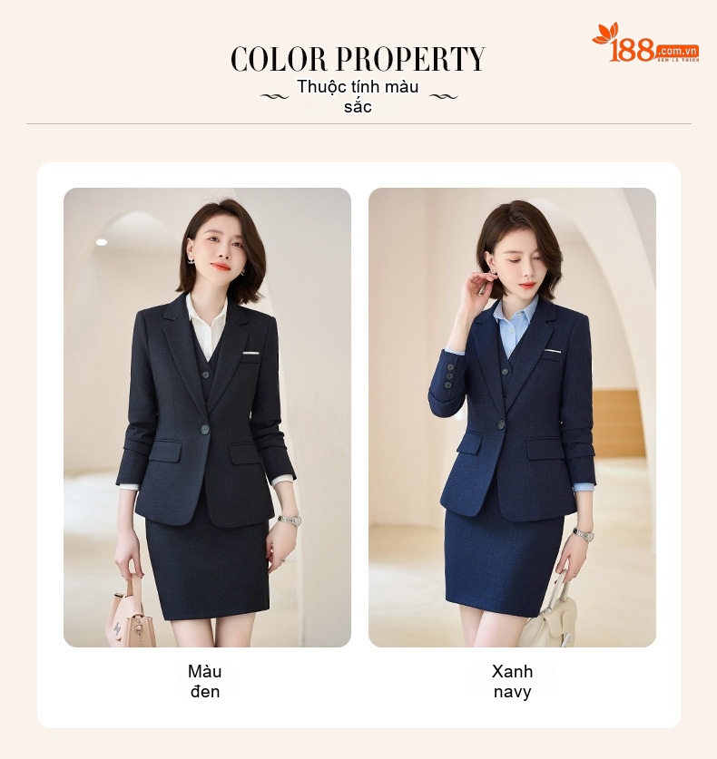 Bộ Vest Công Sở Nữ Dáng Ôm Tay Dài Màu Đen chi tiết 4