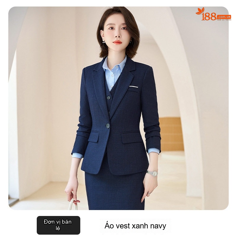 Bộ Vest Công Sở Nữ Dáng Ôm Tay Dài Màu Đen