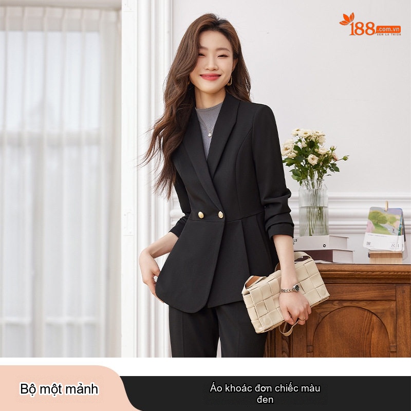 Bộ Vest Công Sở Nữ Dáng Ôm Thanh Lịch Màu Đen, Xám, Xanh Navy
