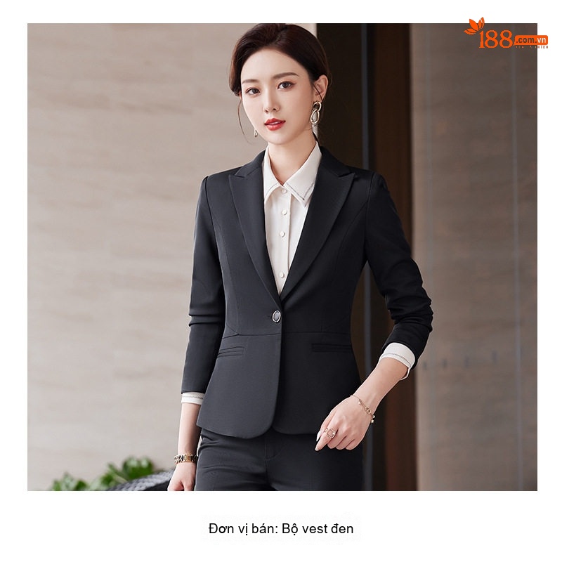 Bộ Vest Công Sở Nữ Dáng Ôm Thanh Lịch Màu Đen, Xanh Navy