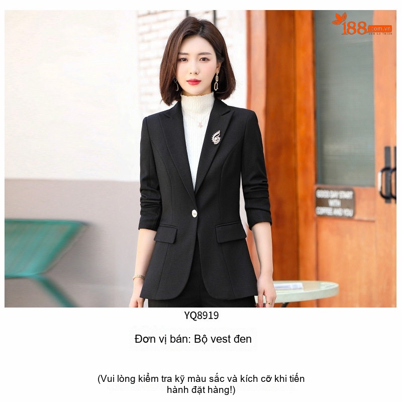 Bộ Vest Công Sở Nữ Quần Dài Áo Blazer Tay Lỡ Màu Đen, Hồng Tím, Xanh