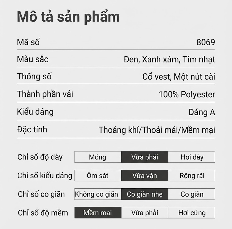 Bộ Vest Công Sở Nữ Tay Dài Phong Cách Hàn Quốc Màu Đen, Xám Xanh, Tím chi tiết 12