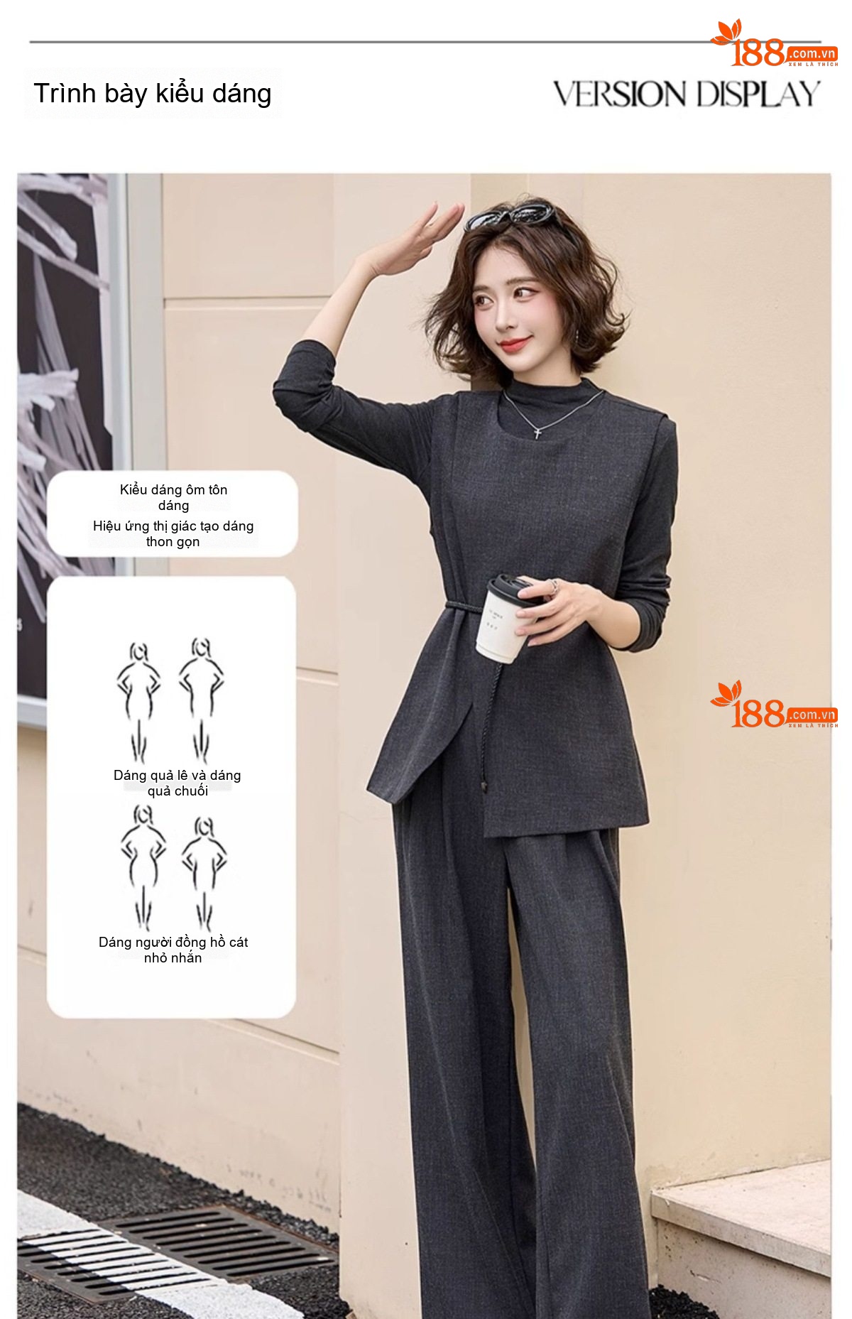 Bộ Vest Công Sở Nữ Tay Dài Quần Ống Rộng Phong Cách Thời Trang Thanh Lịch Màu Xám chi tiết 9