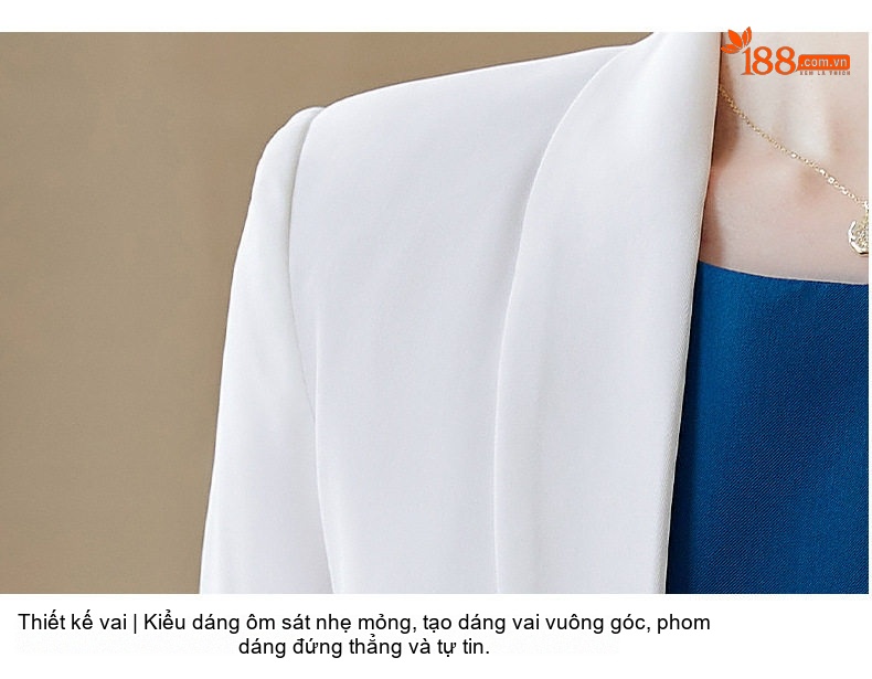 Bộ Vest Công Sở Nữ Tay Dài Thu Đông 2023, Áo Blazer, Váy Liền Thân, Phong Cách OL Thanh Lịch Màu Trắng, Xanh Dương chi tiết 22