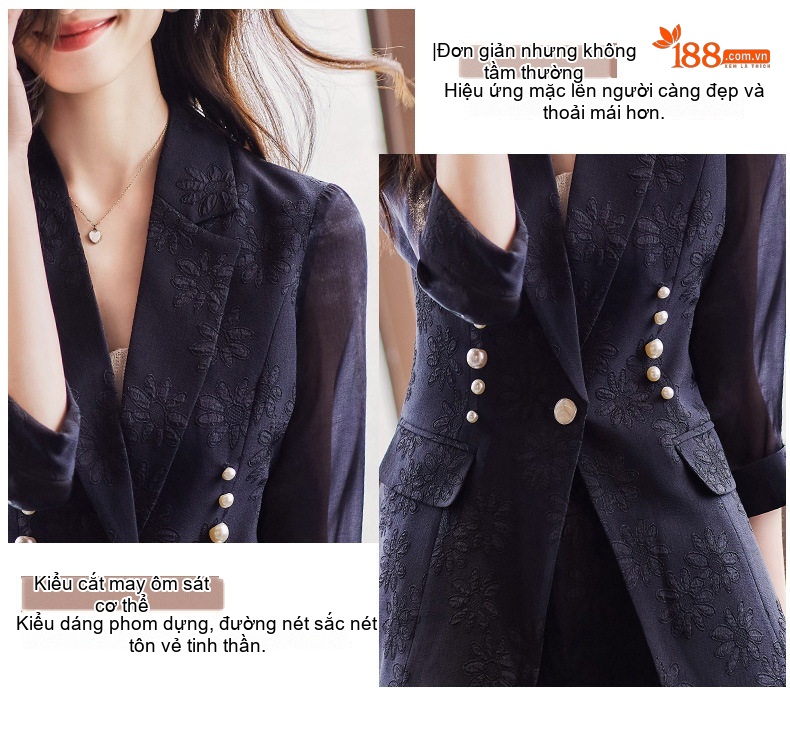 Bộ Vest Công Sở Nữ Tay Lỡ Quần Short Phong Cách Thời Trang Màu Trắng, Đen, Xanh chi tiết 6