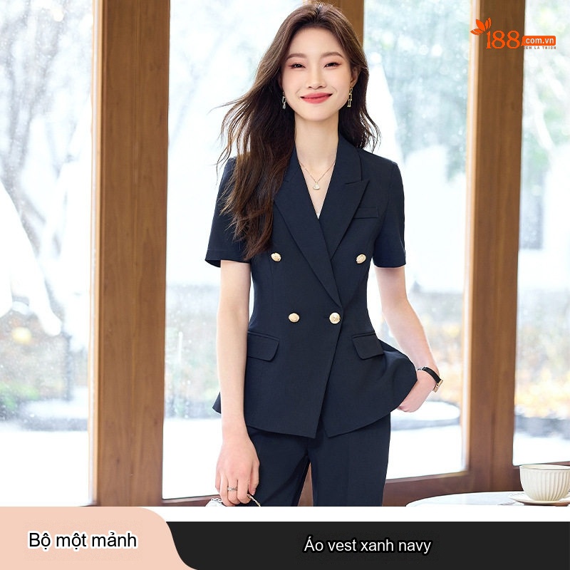 Bộ Vest Công Sở Nữ Tay Ngắn Màu Xám, Đen, Xanh Than (Kèm Quần/Chân Váy)