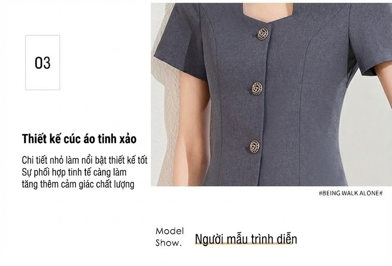 Bộ Vest Công Sở Nữ Tay Ngắn Quần/Chân Váy Màu Xám, Xanh Navy, Trắng chi tiết 10