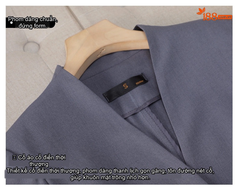 Bộ Vest Công Sở Nữ Tay Ngắn Thiết Kế Thời Trang Màu Đen, Xám chi tiết 8