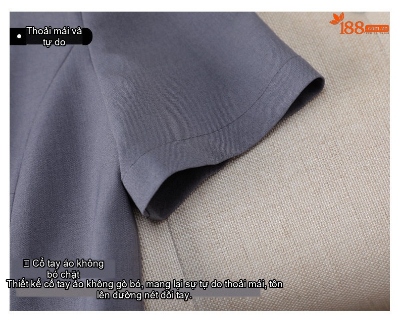 Bộ Vest Công Sở Nữ Tay Ngắn Thiết Kế Thời Trang Màu Đen, Xám chi tiết 9