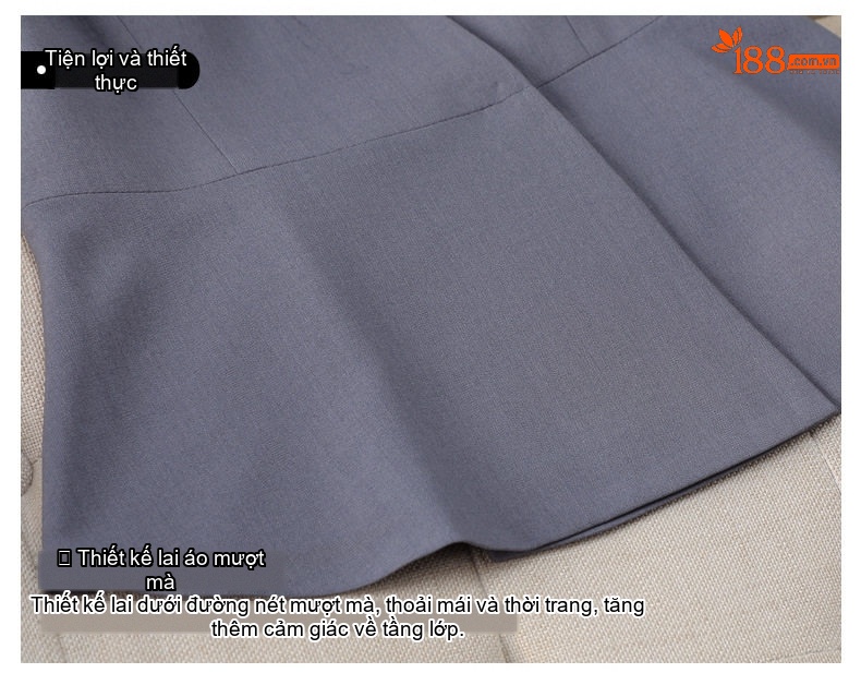 Bộ Vest Công Sở Nữ Tay Ngắn Thiết Kế Thời Trang Màu Đen, Xám chi tiết 10