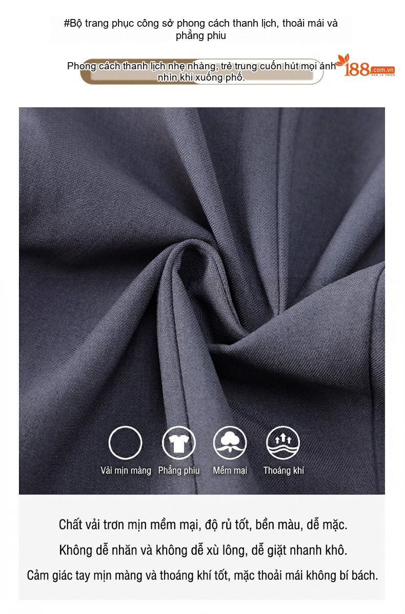 Bộ Vest Công Sở Nữ Tay Ngắn Thiết Kế Thời Trang Màu Đen, Xám chi tiết 6