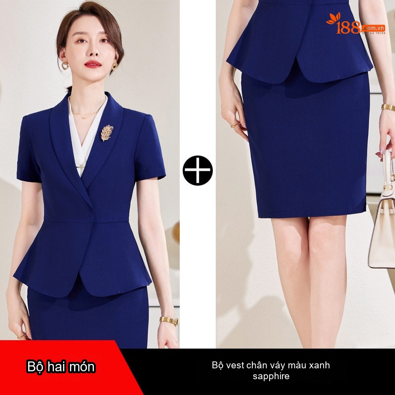 Bộ Vest Công Sở Nữ Tay Ngắn Thiết Kế Thời Trang Màu Đen, Xanh Navy