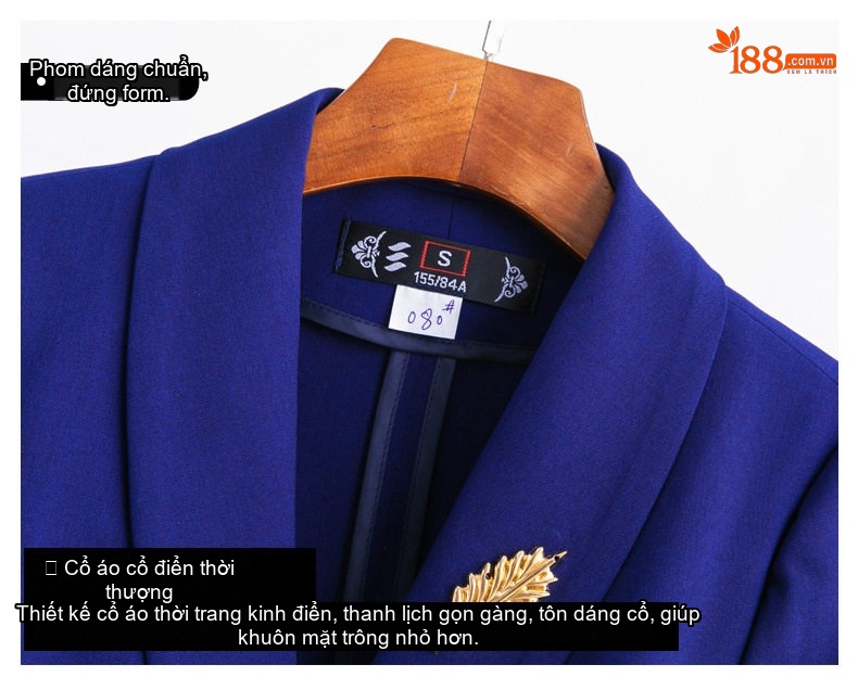Bộ Vest Công Sở Nữ Tay Ngắn Thiết Kế Thời Trang Màu Đen, Xanh Navy chi tiết 8