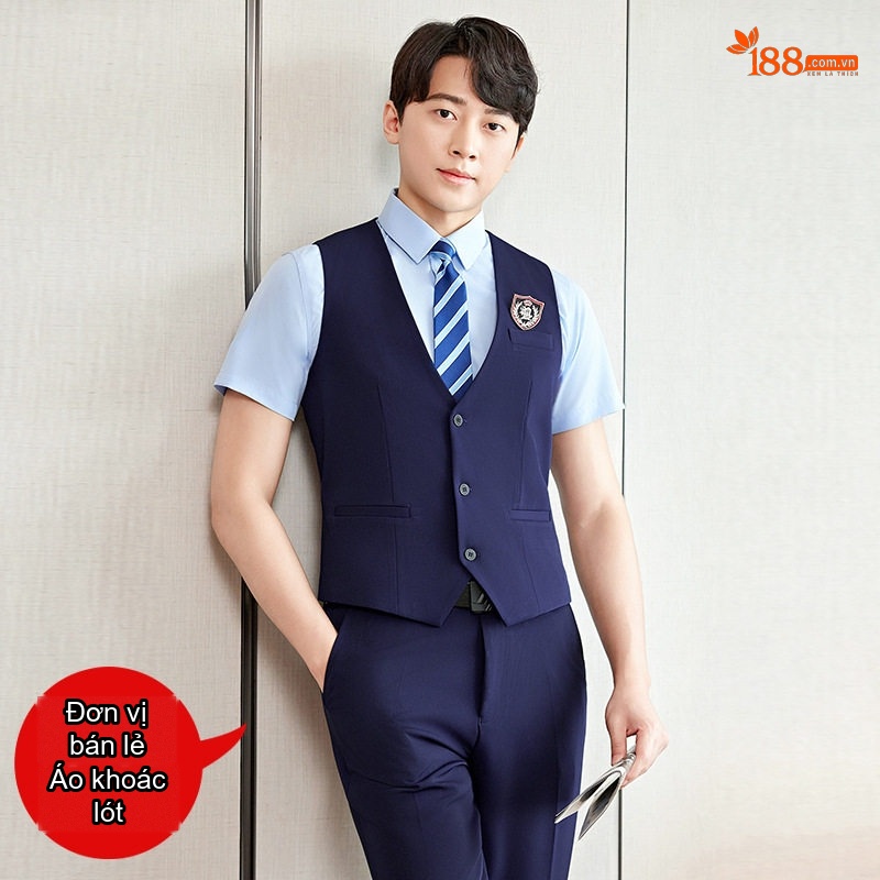 Bộ Vest Gile Công Sở Nam Nữ Áo Sơ Mi Tay Ngắn Chân Váy/Quần Màu Xám, Xanh Navy