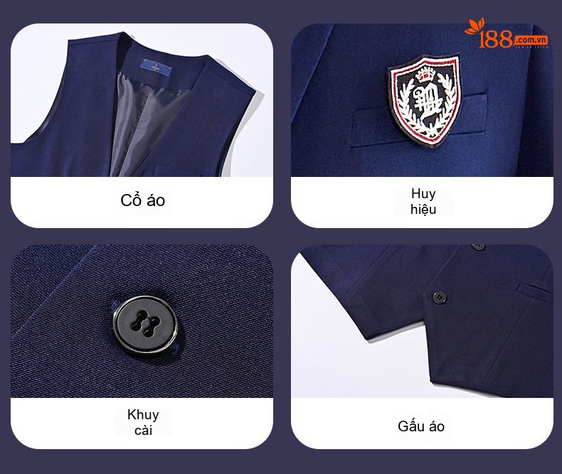 Bộ Vest Gile Công Sở Nam Nữ Áo Sơ Mi Tay Ngắn Chân Váy/Quần Màu Xám, Xanh Navy chi tiết 13