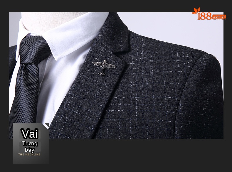 Bộ Vest Nam 3 Món Phong Cách Hàn Quốc Dáng Ôm Dự Tiệc Cưới Màu Xám, Xanh Navy chi tiết 9