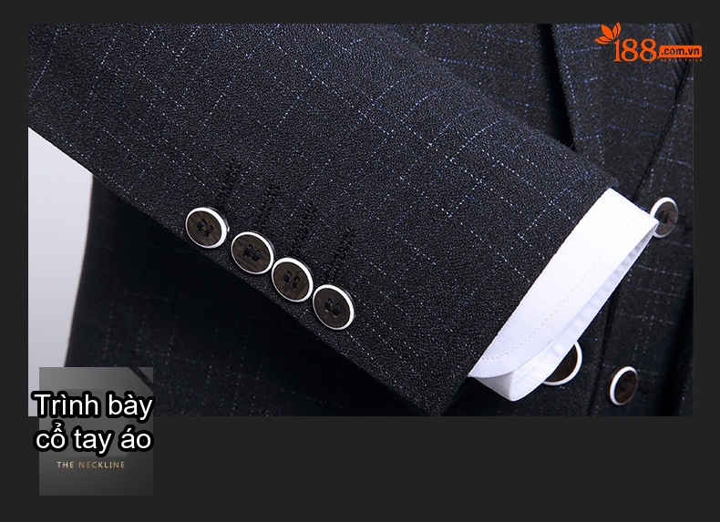 Bộ Vest Nam 3 Món Phong Cách Hàn Quốc Dáng Ôm Dự Tiệc Cưới Màu Xám, Xanh Navy chi tiết 10