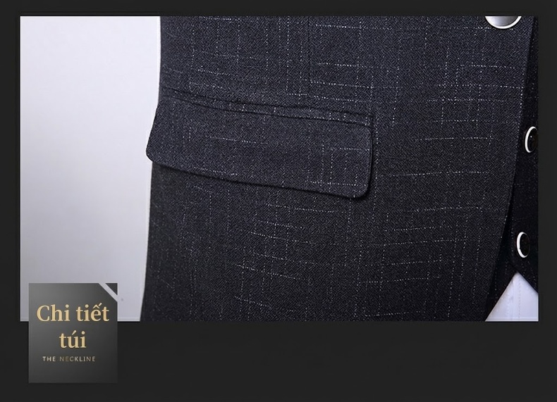 Bộ Vest Nam 3 Món Phong Cách Hàn Quốc Dáng Ôm Dự Tiệc Cưới Màu Xám, Xanh Navy chi tiết 11