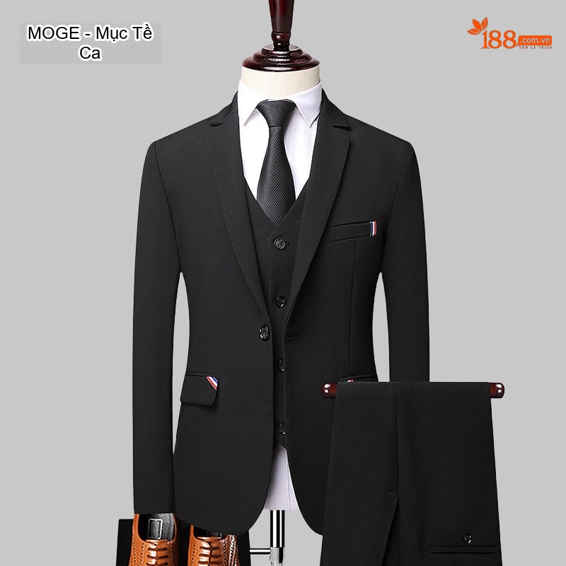 Bộ Vest Nam Slim Fit Phong Cách Hàn Quốc, Vest Chú Rể, Vest Công Sở Màu Đen, Xanh Dương, Xanh Da Trời