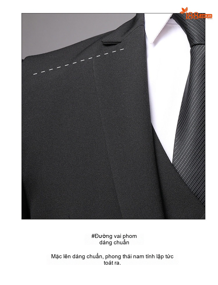 Bộ Vest Nam Slim Fit Phong Cách Hàn Quốc, Vest Chú Rể, Vest Công Sở Màu Đen, Xanh Dương, Xanh Da Trời chi tiết 8