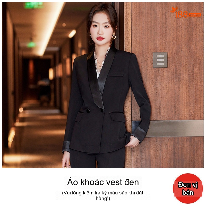 Bộ Vest Nữ Áo Blazer Quần Dài Phong Cách Công Sở Màu Đỏ Rượu, Đen, Cam