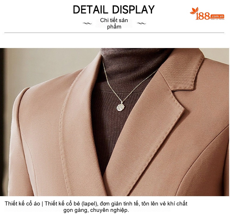 Bộ Vest Nữ Công Sở Cao Cấp Áo Khoác Blazer Quần Dài Thanh Lịch Màu Nâu chi tiết 17