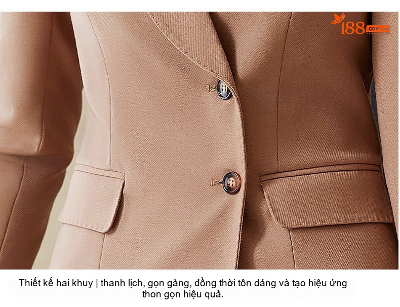 Bộ Vest Nữ Công Sở Cao Cấp Áo Khoác Blazer Quần Dài Thanh Lịch Màu Nâu chi tiết 18