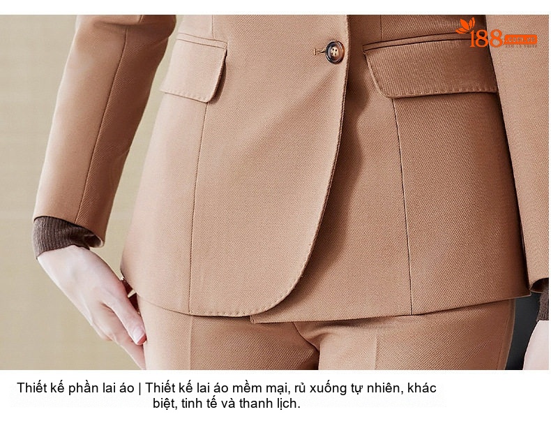 Bộ Vest Nữ Công Sở Cao Cấp Áo Khoác Blazer Quần Dài Thanh Lịch Màu Nâu chi tiết 20