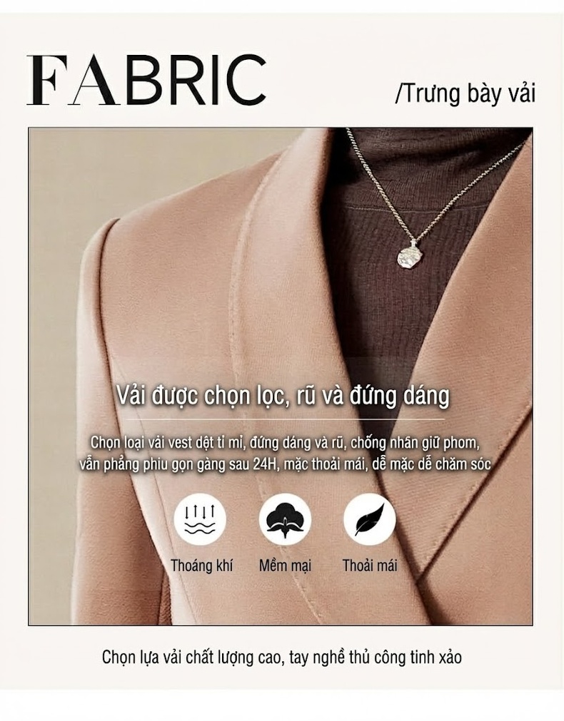 Bộ Vest Nữ Công Sở Cao Cấp Áo Khoác Blazer Quần Dài Thanh Lịch Màu Nâu chi tiết 6