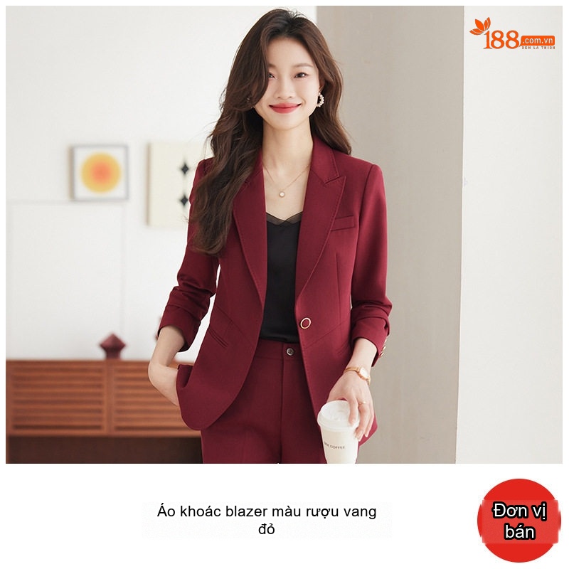 Bộ Vest Nữ Công Sở Cao Cấp, Áo Vest Thanh Lịch Màu Nâu, Đỏ Rượu, Đen, Xanh Lá