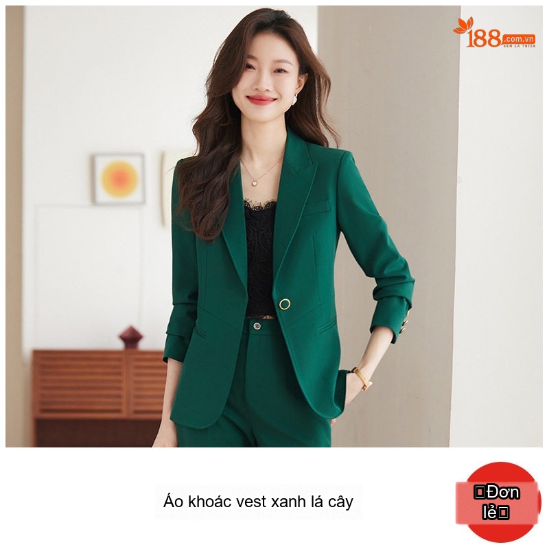 Bộ Vest Nữ Công Sở Cao Cấp, Áo Vest Thanh Lịch Màu Nâu, Đỏ Rượu, Đen, Xanh Lá