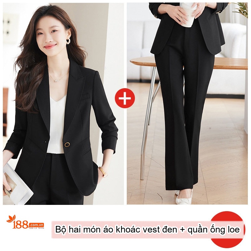 Bộ Vest Nữ Công Sở Cao Cấp, Áo Vest Thanh Lịch Màu Nâu, Đỏ Rượu, Đen, Xanh Lá