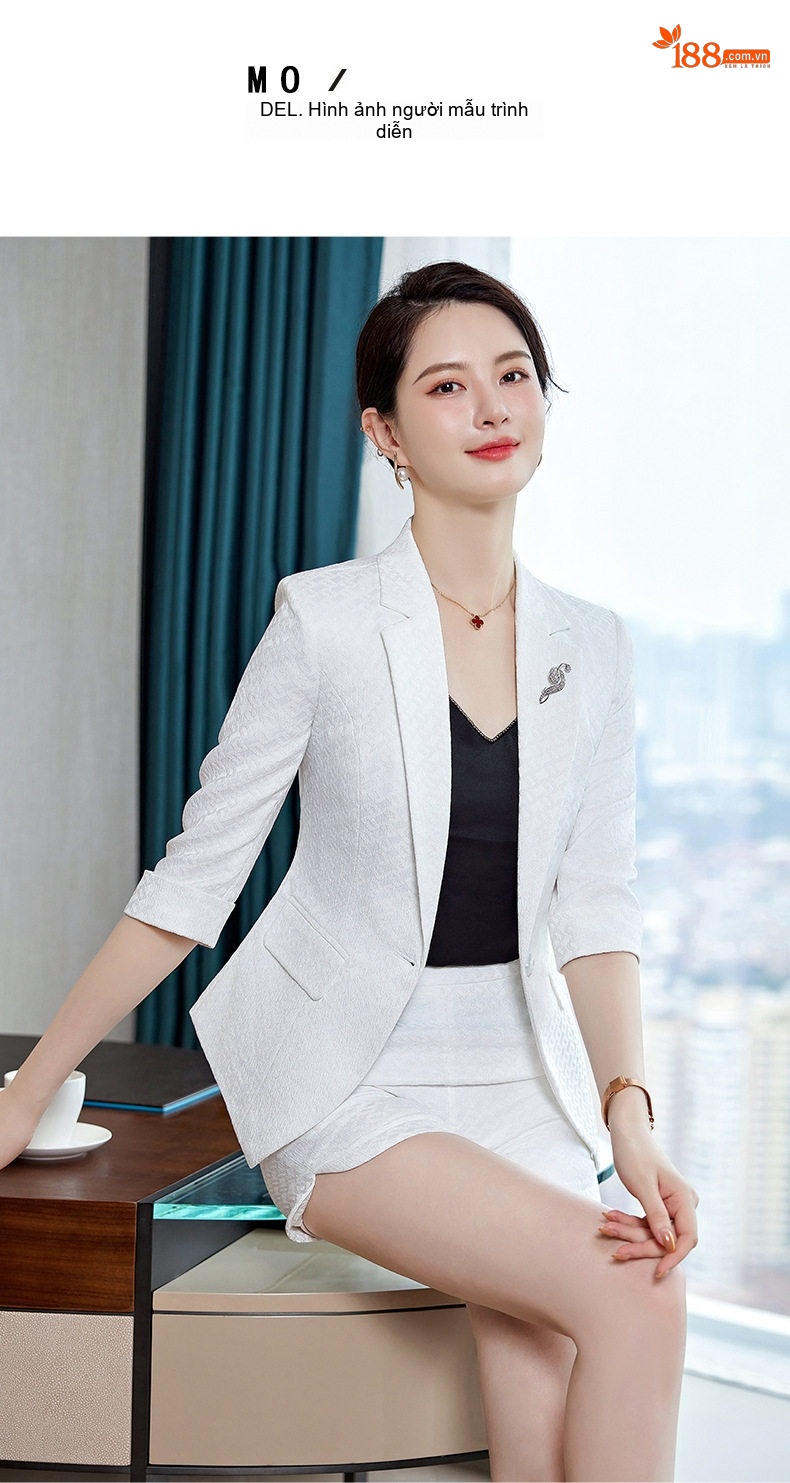 Bộ Vest Nữ Công Sở Tay Lỡ Thời Trang Màu Hồng, Trắng, Đen chi tiết 14