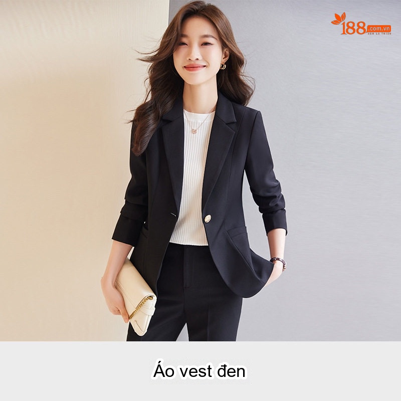 Bộ Vest Nữ Công Sở Thanh Lịch Màu Đen, Đỏ, Trắng Ngà