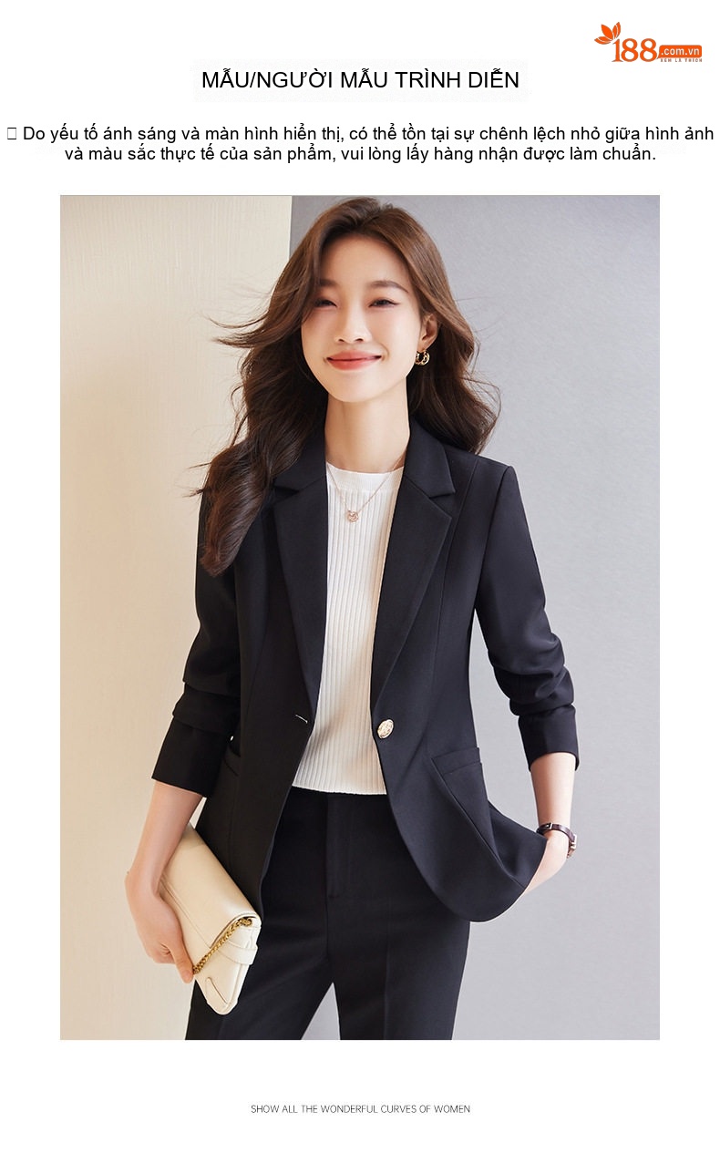 Bộ Vest Nữ Công Sở Thanh Lịch Màu Đen, Đỏ, Trắng Ngà chi tiết 13
