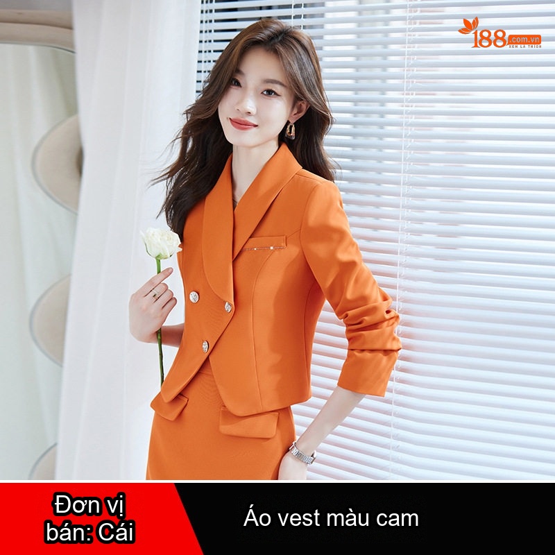 Bộ Vest Nữ Quần Ống Rộng Công Sở Cao Cấp Màu Đen, Tím, Cam, Xanh Lá