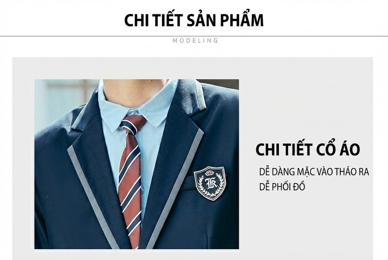 Bộ Vest Nữ Tay Dài Phong Cách Học Đường Anh Quốc, Chân Váy Xếp Ly, Đồng Phục Học Sinh Màu Xanh Navy, Xám chi tiết 23