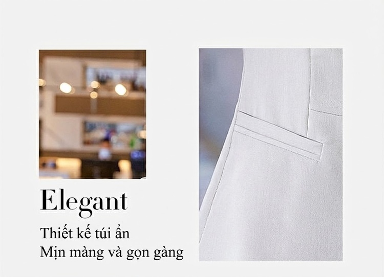 Bộ Vest Nữ Tay Lỡ Quần Ống Loe Phong Cách Công Sở Màu Đen, Be, Tím chi tiết 2