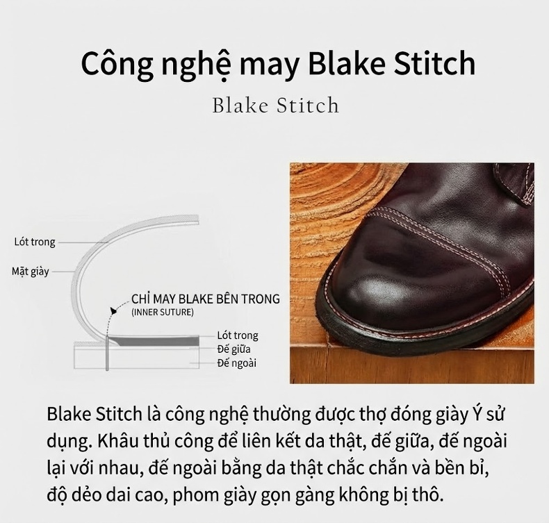 Boot Cao Cổ Nam Da Ngựa Chiều Cao Đế Khoảng 3cm Phong Cách Retro Anh Quốc Màu Đen, Nâu Đỏ chi tiết 18