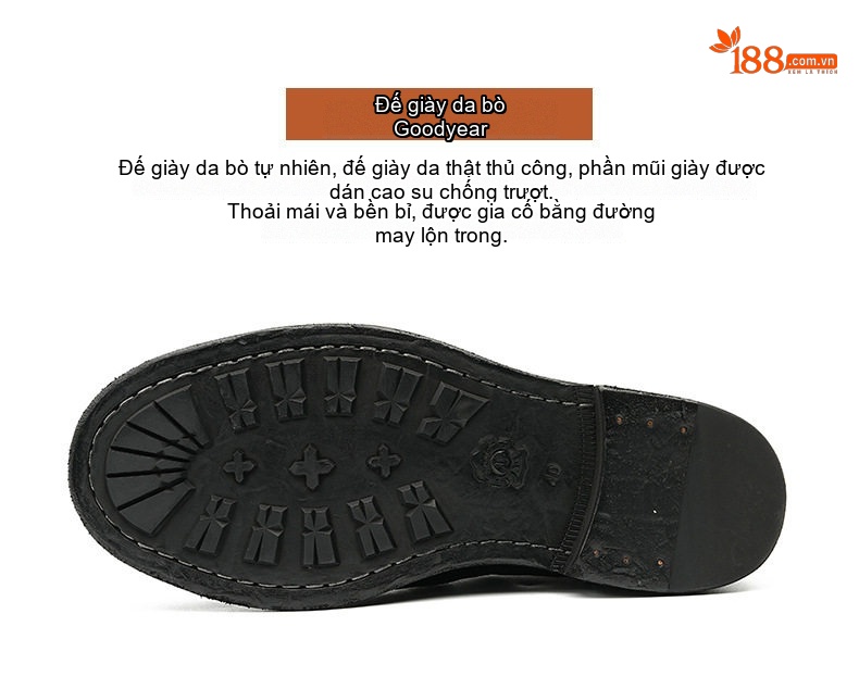 Boot Cao Cổ Nam Da Ngựa Chiều Cao Đế Khoảng 3cm Phong Cách Retro Anh Quốc Màu Đen, Nâu Đỏ chi tiết 5