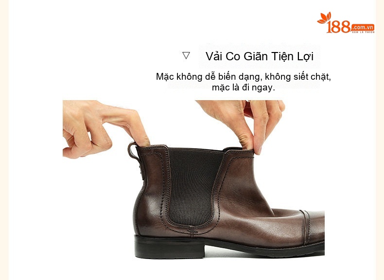 Boot Chelsea Nam Da Bò Cao Cổ Chiều Cao Đế Khoảng 3cm Màu Đen, Nâu chi tiết 8