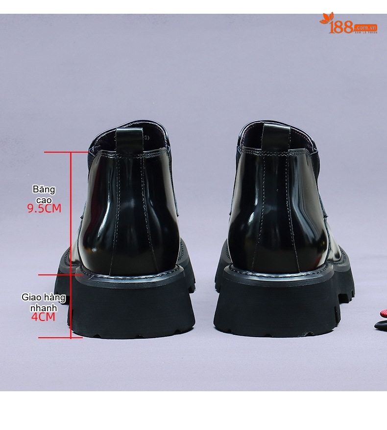 Boot Chelsea Nam Da Bò Cao Cổ Da Bóng Chiều Cao Đế Khoảng 5cm Màu Đen, Nâu chi tiết 17