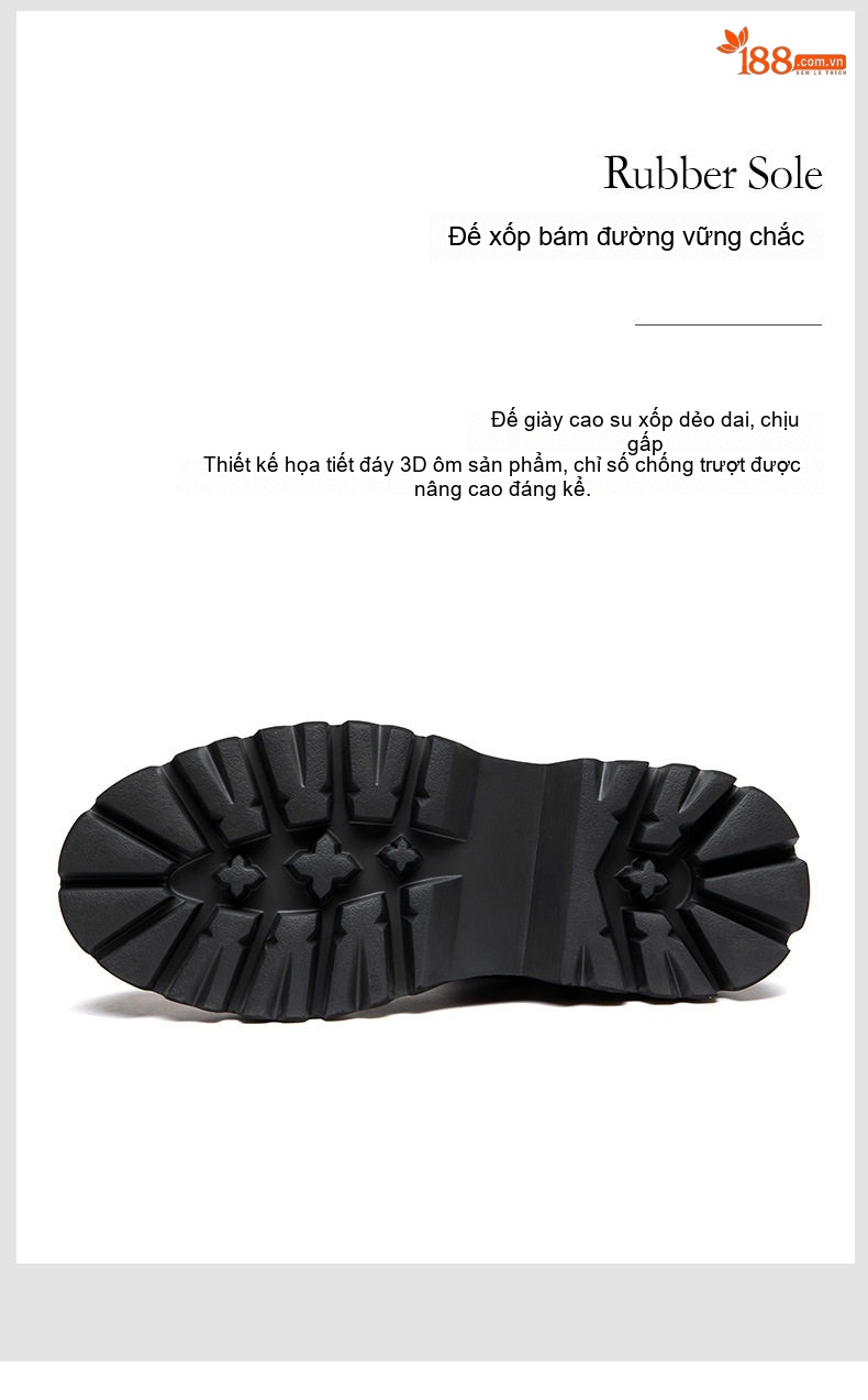 Boot Chelsea Nam Da Bò Cổ Lửng Khóa Kéo Chiều Cao Đế Khoảng 5cm Màu Đen, Nâu chi tiết 12