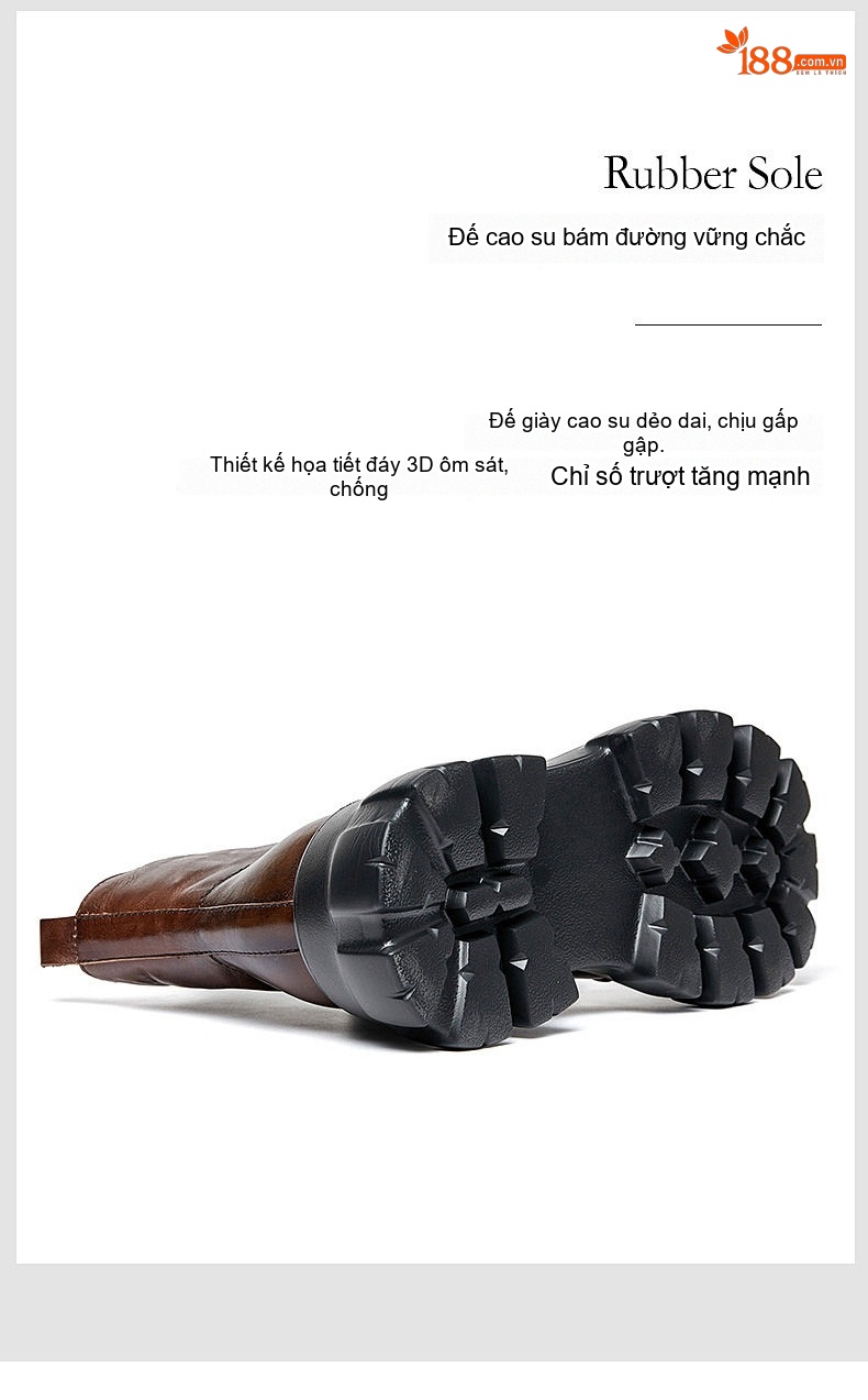 Boot Chelsea Nam Da Bò Đế Dày Khóa Kéo Tăng Chiều Cao Khoảng 5cm Màu Đen chi tiết 13