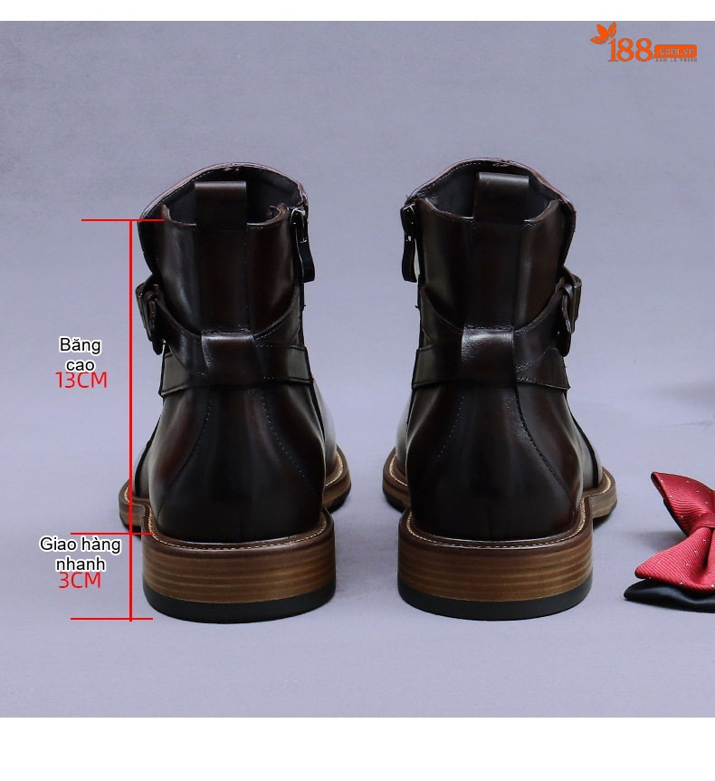 Boot Chelsea Nam Da Bò Khóa Zip Chiều Cao Đế Khoảng 3cm Màu Đen, Nâu chi tiết 17