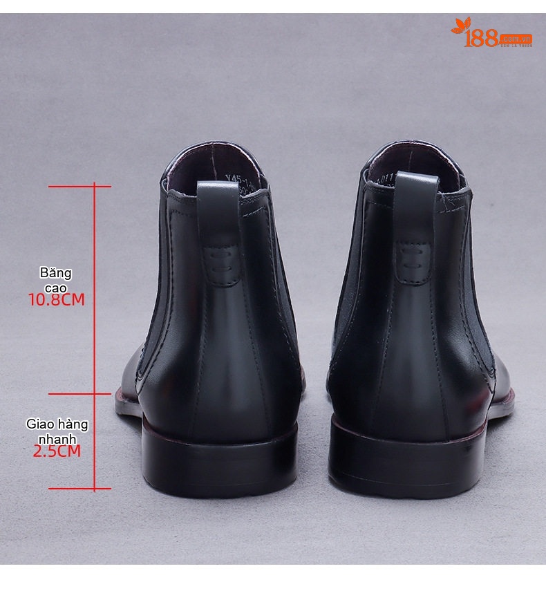 Boot Chelsea Nam Da Bò Lót Lông Chiều Cao Đế Khoảng 3cm Màu Nâu, Đen chi tiết 17