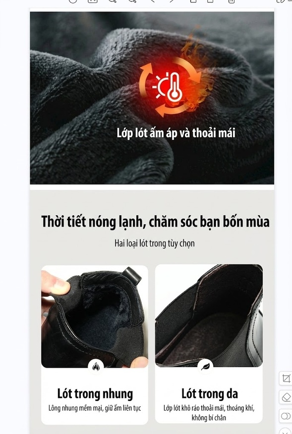 Boot Chelsea Nam Da Bò Lót Lông Chiều Cao Đế Khoảng 3cm Màu Nâu, Đen chi tiết 2