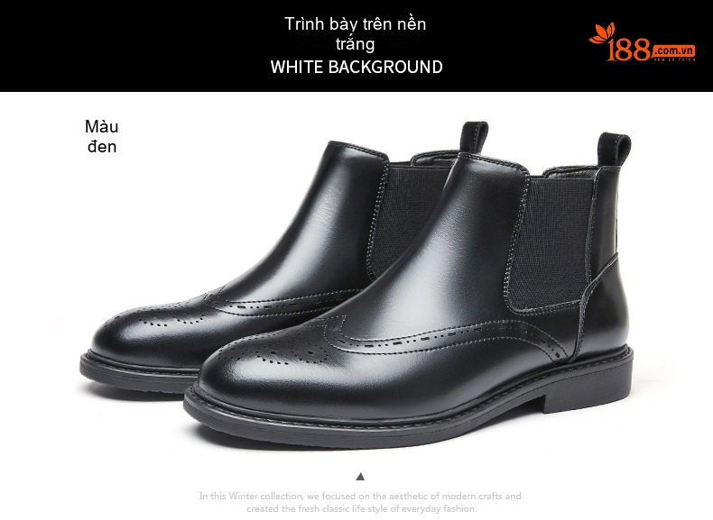 Boot Chelsea Nam Da Bóng Cao Cổ Phong Cách Anh Quốc Chiều Cao Đế Khoảng 3cm Màu Đen, Nâu chi tiết 21
