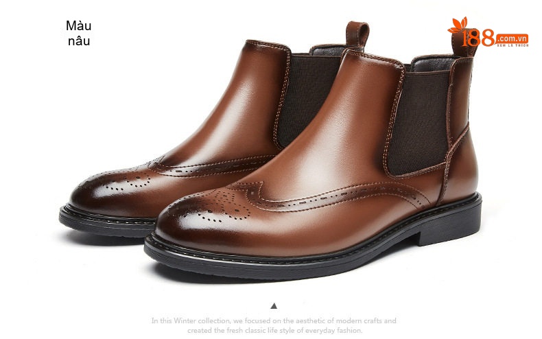 Boot Chelsea Nam Da Bóng Cao Cổ Phong Cách Anh Quốc Chiều Cao Đế Khoảng 3cm Màu Đen, Nâu chi tiết 23